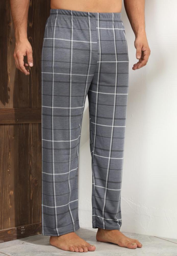 Pantaloni de Pijama ,Big Size ,Barbati,Culoare Gri Inchis cu Alb,Engros